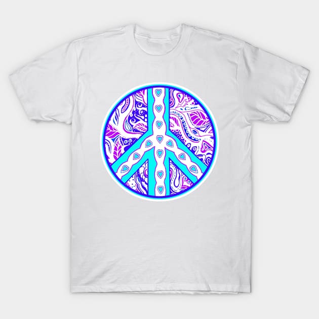 Circle of Peace Tangle with Colours Var 4 T-Shirt by Heatherian